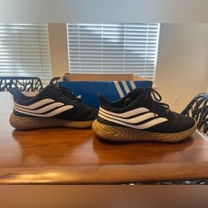 adidas Sobakov Skate Men's Black Athletic Shoes with White Stripes